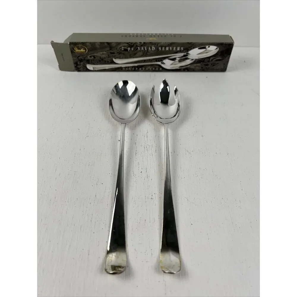 Studio‎ Silversmiths 2 Piece Silver Plated Salad Servers 9 inches long